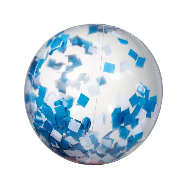 16" Blue & White Confetti Filled Round Clear Beach Ball - 1