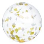 16" Yellow & White Confetti Filled Round Clear Beach Ball - 1