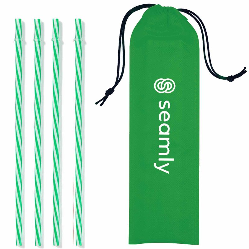 4 Reusable Straws in Drawstring Pouch - 1