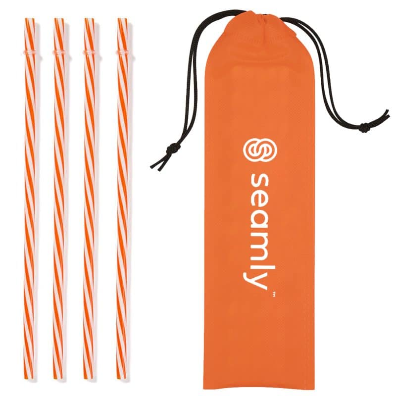 4 Reusable Straws in Drawstring Pouch - 2