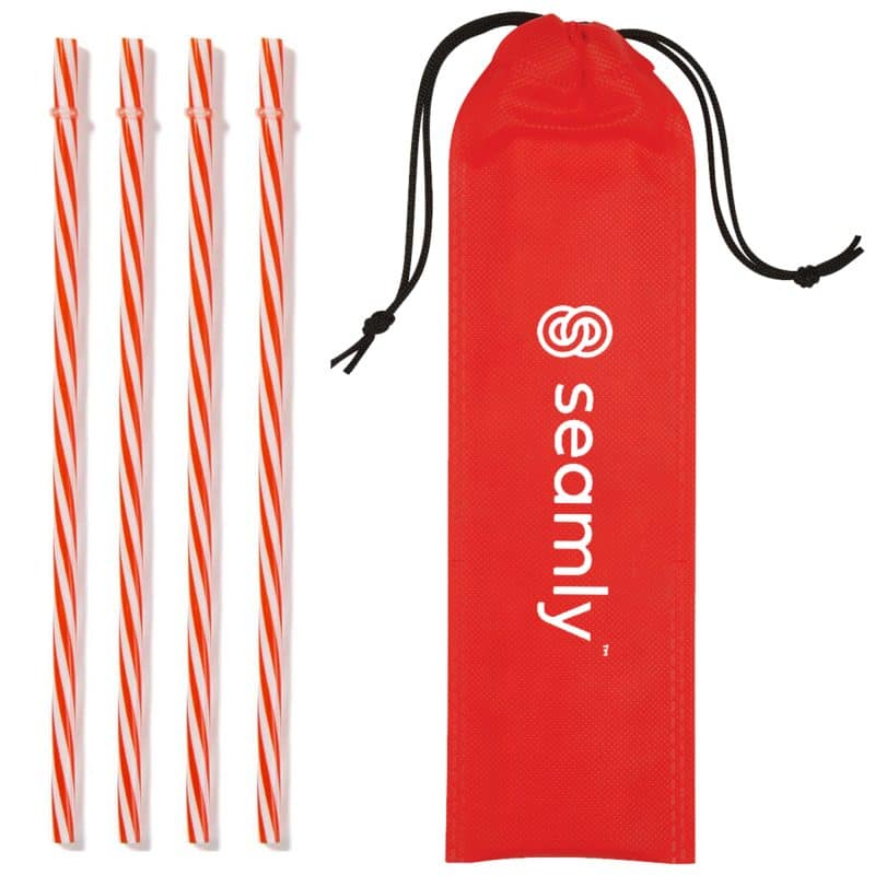 4 Reusable Straws in Drawstring Pouch - 5