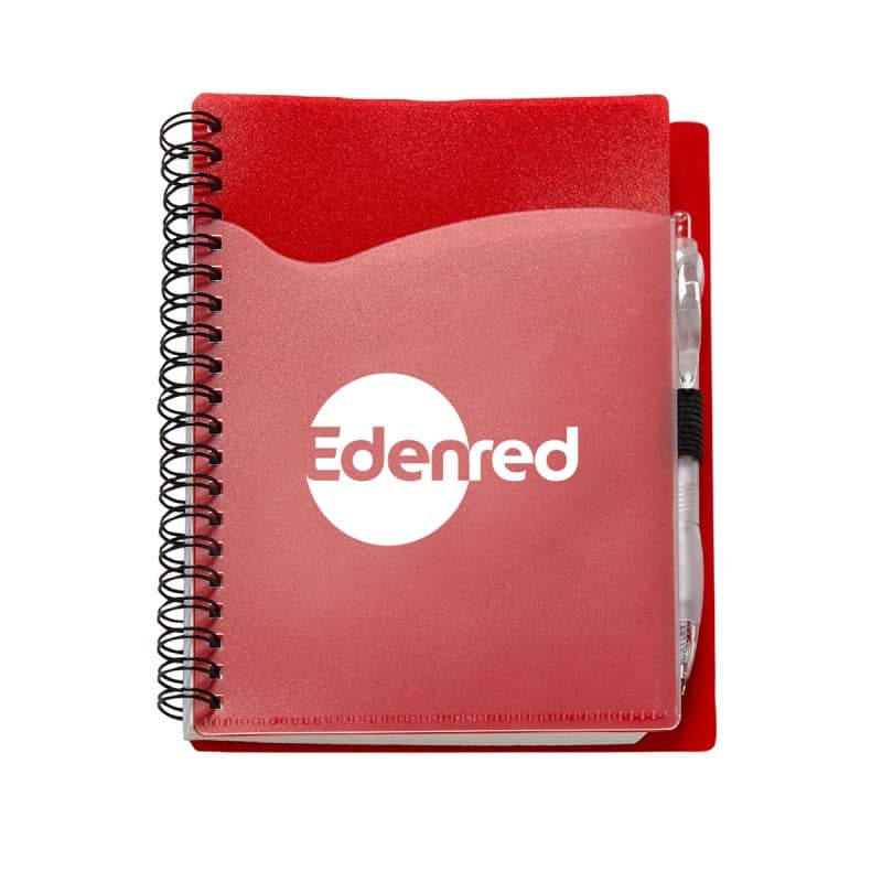 Wave Spiral Notebook w/Cardinal Pen (5''x7'') - 1
