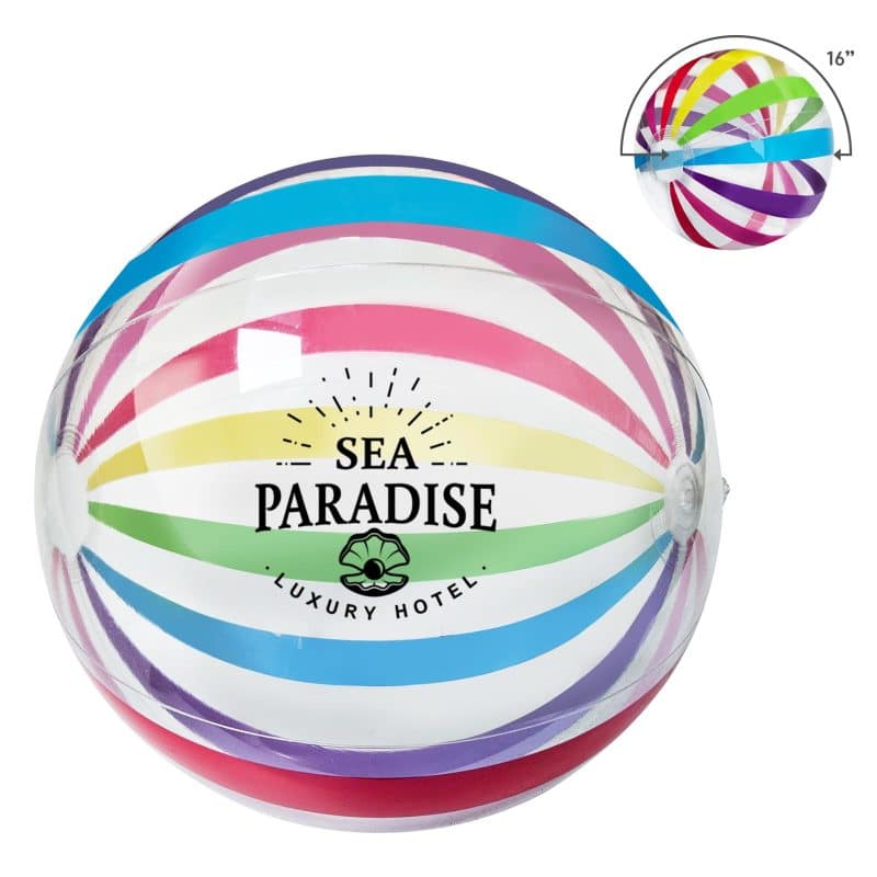 16" Multi-Color Stripe Beach Ball