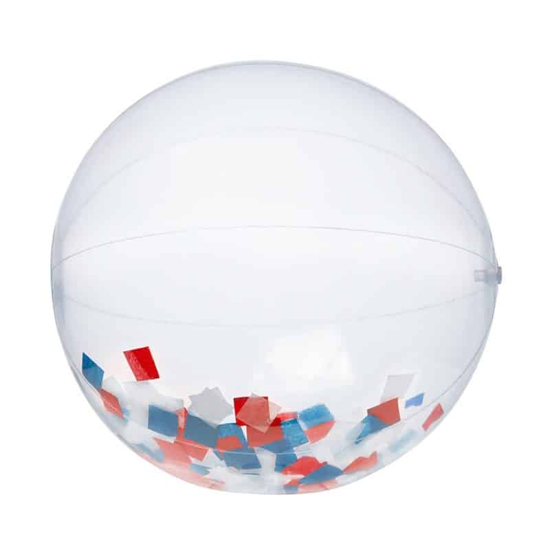 White and Blue Confetti Filled Round Beach Ball