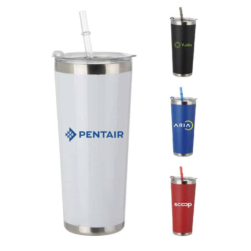 20 Oz. Stainless Steel Tumbler w/Straw