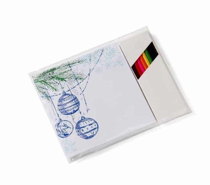 Holiday Theme Deluxe Adult Coloring Book & 8-Color Pencil Set (7"x7") - 1