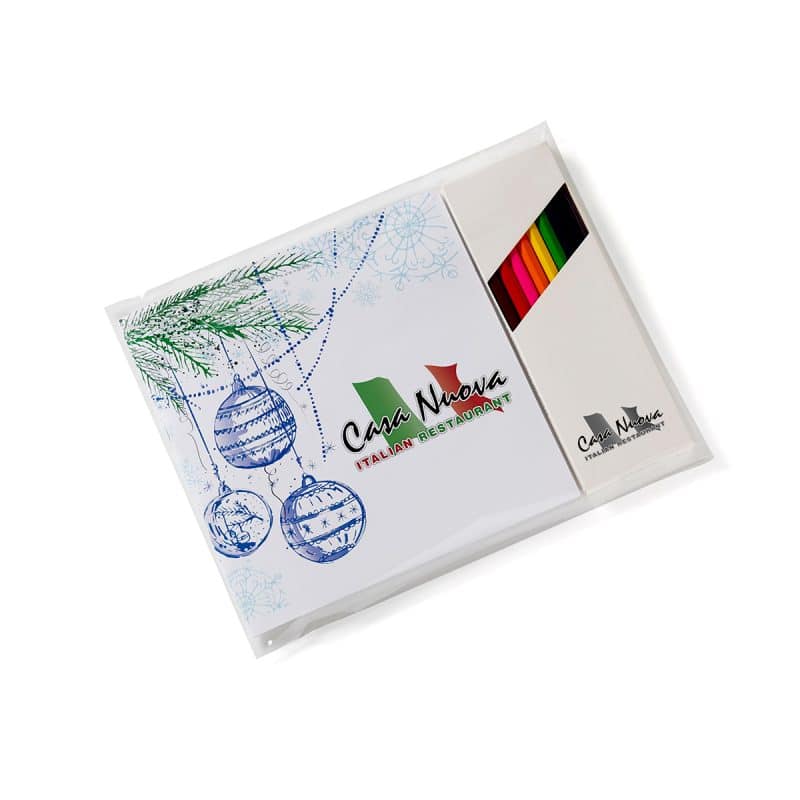 Holiday Theme Deluxe Adult Coloring Book & 8-Color Pencil Set (7"x7") - 6