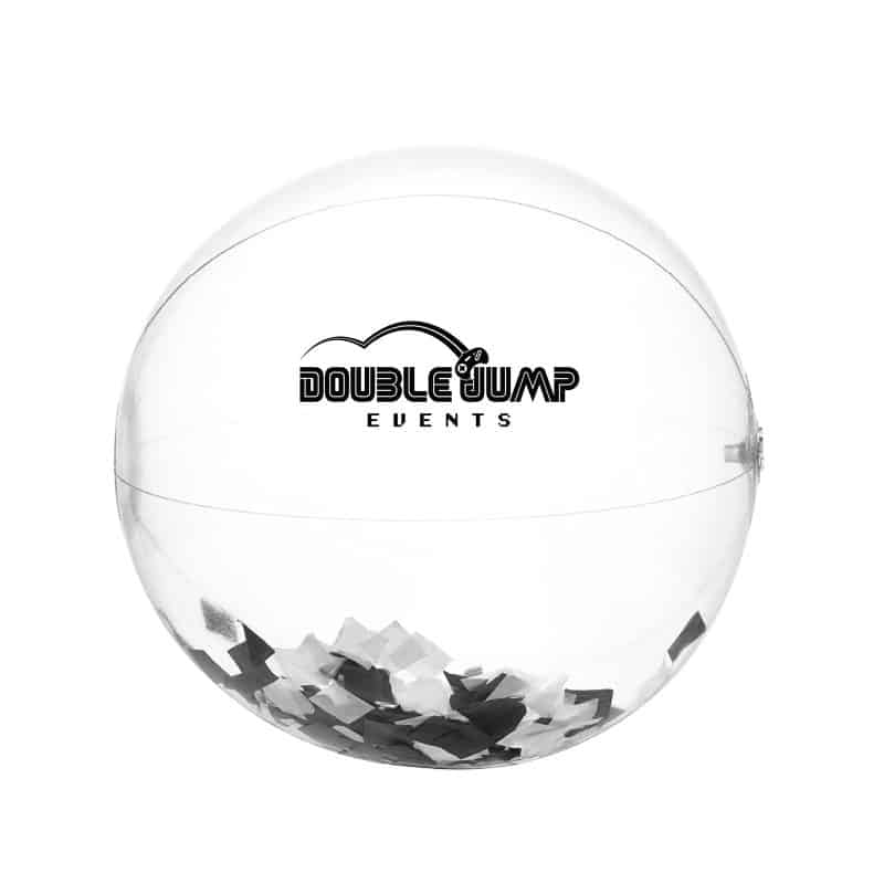 16" Black & White Confetti Filled Round Beach Ball - 2