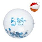 16" Blue & White Confetti Filled Round Clear Beach Ball - 2