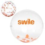 16" Orange & White Confetti Filled Round Clear Beach Ball - 2