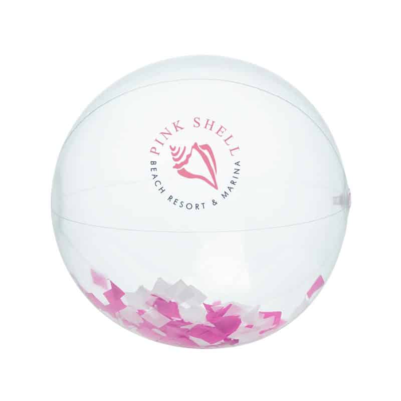 16" Pink & White Confetti Filled Round Beach Ball - 2