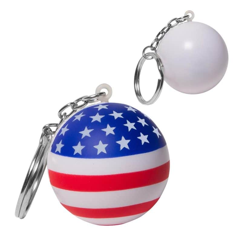 Stars and Stripes Patriotic Round Stress Ball Keychain - 1