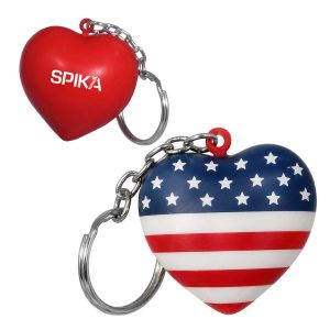 Patriotic Heart Stress Ball Keychain